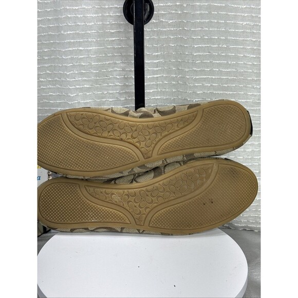(C)Coach Wanda Women's Tan/Brown Signature Logo Canvas/Leather Ballet Flats 8.5B - Picture 7 of 12